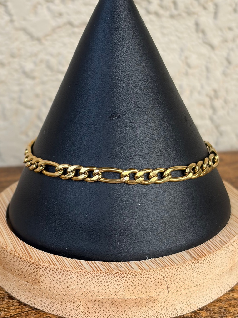 JCM Stainless Steel Gold Overlay Figaro Chain Bracelet